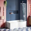 Drench Curved Satin Chrome Centrally Hinged P-Bath Screen - 1400 x 740mm