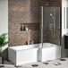 Drench Polished Chrome Fixed L-Shaped Bath Screen with Fixed Return - 1400 x 805mm