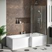 Drench Polished Chrome Hinged L-Shaped Bath Screen with Fixed Return - 1400 x 825mm