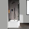 Drench 1700 L-Shaped Shower Bath with Black Grid Shower Screen & Panel