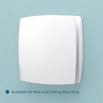 HIB Breeze White Wall Mounted Slimline Low Profile Fan with Timer & Humidity Sensor