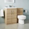 Emily 1100mm Bathroom Toilet & Sink Unit - Natural Oak - No Toilet - Basin B - 18mm Height - No Cistern