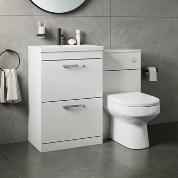 Emily 1100mm Combination Bathroom Toilet & Sink Unit - White Gloss