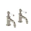 Arcade Nickel Cloakroom Basin Pillar Taps with White Levers