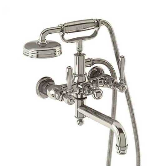 Arcade Nickel Wall Mounted Bath Shower Mixer Tap with Levers