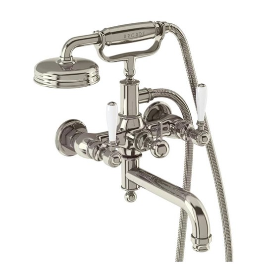Arcade Nickel Wall Mounted Bath Shower Mixer Tap with Levers