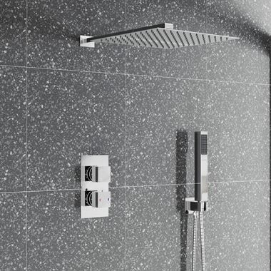 Archie Concealed Shower Valve, 300mm Fixed Shower Head & Handset - 380mm Wall Shower Arm