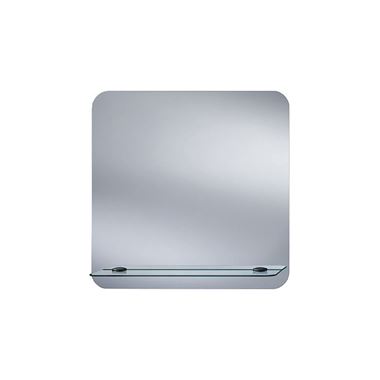 Bathroom Origins Curved Edge Bathroom Mirror with Glass Shelf - 630 x 550mm