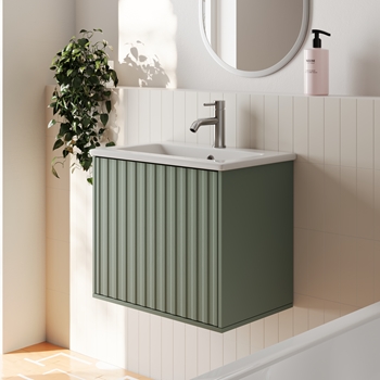 Billy 600mm Wall Hung Vanity Unit with Fluted Drawer Front & Basin