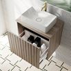 Billy 600mm Wall Hung Vanity Unit with Fluted Drawer Front & Countertop - Sonoma Oak