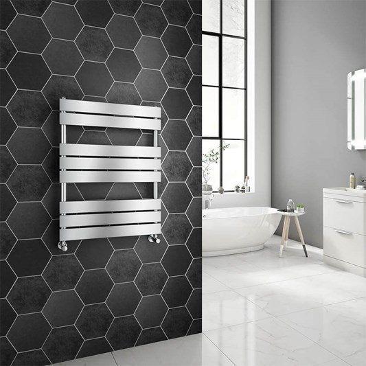 Brenton Avezzano Chrome Flat Panel Heated Towel Rail - 800 x 600mm