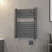 Brenton Helios Electric Straight Square Anthracite Heated Towel Rail - 20mm - 690 x 500mm