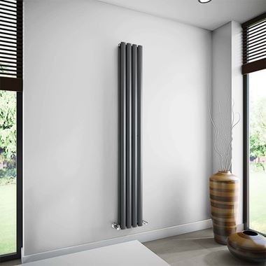 Brenton Oval Anthracite Double Panel Vertical Radiator - 1800 x 235mm