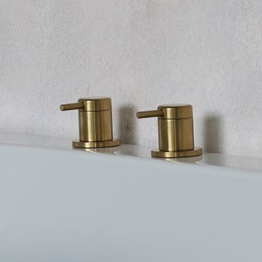 Britton Bathrooms Hoxton Deck Mounted Panel Valves - Brushed Brass