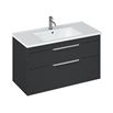 Britton Bathrooms Shoreditch 1000mm Double Drawer Wall Mounted Vanity with Chrome Handles & Basin