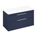 Britton Bathrooms Shoreditch 1000mm Double Drawer Wall Mounted Vanity Unit with Chrome Handles & Countertop