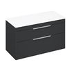 Britton Bathrooms Shoreditch 1000mm Double Drawer Wall Mounted Vanity Unit with Chrome Handles & Countertop