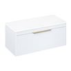 Britton Bathrooms Shoreditch 1000mm Single Drawer Wall Mounted Vanity Unit with Brushed Brass Handle & Countertop