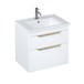 Britton Bathrooms Shoreditch 650mm Double Drawer Wall Mounted Vanity Unit with Brushed Brass Handles & Basin