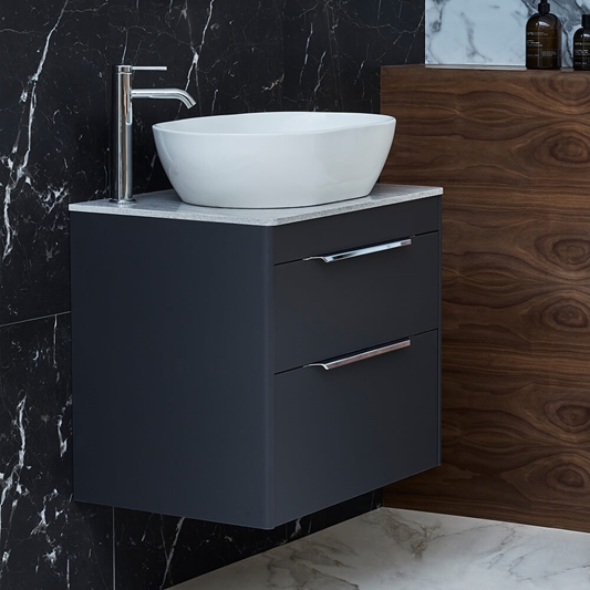 Britton Bathrooms Sditch 650mm, Double Counter Top Sink Vanity Unit