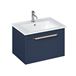 Britton Bathrooms Shoreditch 650mm Matt Blue Single Drawer Wall Mounted Vanity Unit with Brushed Brass Handle & Square Basin