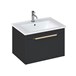 Britton Bathrooms Shoreditch 650mm Single Drawer Wall Mounted Vanity Unit with Brushed Brass Handle & Basin
