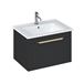 Britton Bathrooms Shoreditch 650mm Matt Grey Single Drawer Wall Mounted Vanity Unit with Brushed Brass Handle & Square Basin