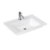Britton Bathrooms Shoreditch 650mm Matt White Single Drawer Wall Mounted Vanity Unit with Chrome Handle & Square Basin