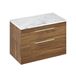 Britton Bathrooms Shoreditch 850mm Double Drawer Wall Mounted Vanity Unit with Brushed Brass Handles & Countertop