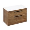 Britton Bathrooms Shoreditch 850mm Double Drawer Wall Mounted Vanity Unit with Matt Black Handles & Countertop