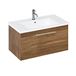 Britton Bathrooms Shoreditch 850mm Caramel Single Drawer Wall Mounted Vanity Unit with Brushed Brass Handle & Square Basin