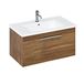 Britton Bathrooms Shoreditch 850mm Caramel Single Drawer Wall Mounted Vanity Unit with Chrome Handle & Round Basin