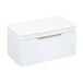 Britton Bathrooms Shoreditch 850mm Matt White Single Drawer Wall Mounted Vanity Unit with Brushed Brass Handle & White Countertop