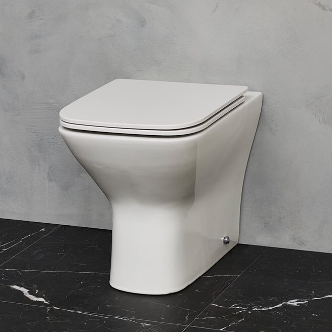 Britton Bathrooms Shoreditch Square Rimless Back to Wall Toilet & Seat - 500mm Projection