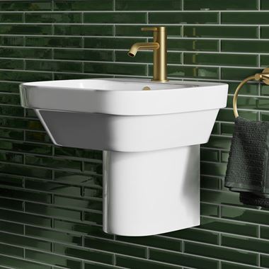 Britton Bathrooms Curve2 Basin with Semi-Pedestal - 450mm & 550mm