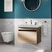 Britton Bathrooms Dalston 600mm Wall Mounted Vanity Unit and Basin - Golden Oak