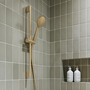 Britton Bathrooms Hoxton Shower Set with Outlet Elbow - Brushed Brass