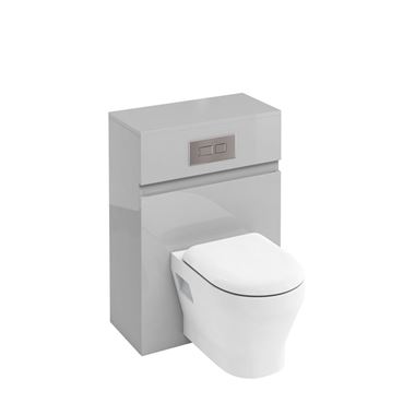 Britton Bathrooms 600mm Back To Wall Toilet Unit with Dual Flush Cistern and Flush Plate - Light Grey