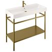 Britton Bathrooms Shoreditch Brushed Brass Frame Furniture Stand & Basin - 1000mm