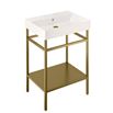 Britton Bathrooms Shoreditch Brushed Brass Frame Furniture Stand & Basin with No Tap Hole - 600mm