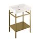 Britton Bathrooms Shoreditch Brushed Brass Frame Furniture Stand & Basin with No Tap Hole - 600mm