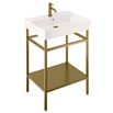 Britton Bathrooms Shoreditch Brushed Brass Frame Furniture Stand & Basin with 1 Tap Hole - 600mm