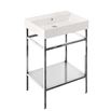 Britton Bathrooms Shoreditch Polished Stainless Steel Frame Furniture Stand & Basin - 600mm