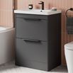 Britton Bathrooms Shoreditch 650mm Floorstanding Vanity Unit and Basin with Matt Black Handles