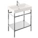 Britton Bathrooms Shoreditch Polished Stainless Steel Frame Furniture Stand & Basin with 1 Tap Hole - 700mm