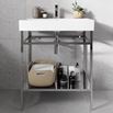 Britton Bathrooms Shoreditch Polished Stainless Steel Frame Furniture Stand & Basin with 1 Tap Hole - 700mm