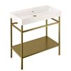 Britton Bathrooms Shoreditch Brushed Brass Frame Furniture Stand & Basin - 850mm