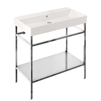 Britton Bathrooms Shoreditch Polished Stainless Steel Frame Furniture Stand & Basin - 850mm
