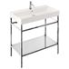 Britton Bathrooms Shoreditch Polished Stainless Steel Frame Furniture Stand & Basin - 850mm