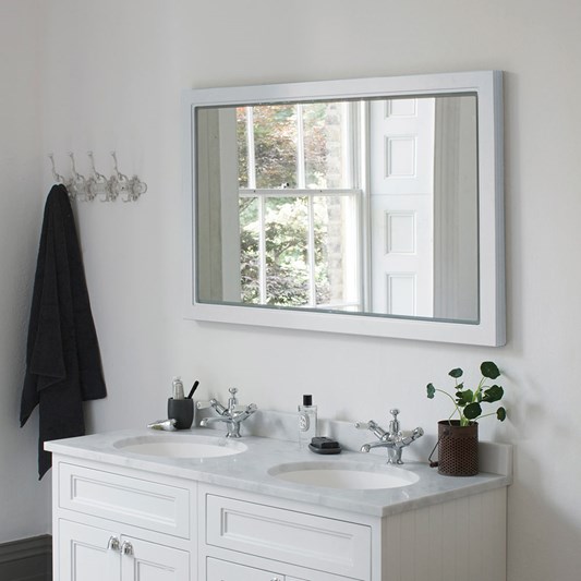 Burlington Wooden Framed Mirror 600mm, White Wooden Mirror For Bathroom